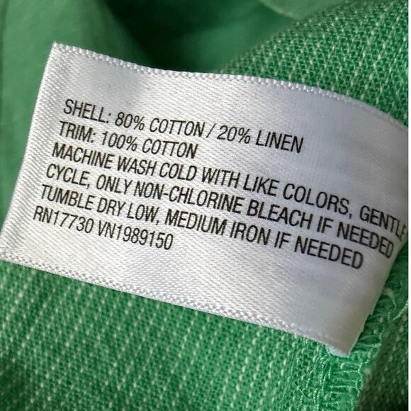 A New Day Green Linen Tank Dress L Summer Casual Pockets Cottagecore Coastal - Picture 7 of 9